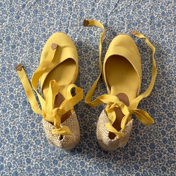 Castaner Yellow Espadrille Wedge Sandals